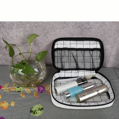 Elegante witte bloemenpatroon grote capaciteit wasbare reiscosmetische tas met rits