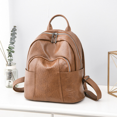 Custom Outdoor Casual Ladies Backpack in PU leer met rits sluitend 37*29*6cm