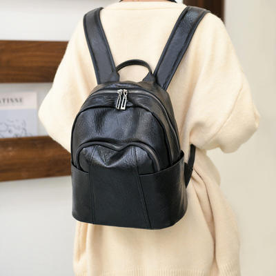 Custom Outdoor Casual Ladies Backpack in PU leer met rits sluitend 37*29*6cm