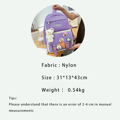 Groothandel Leuke 4pcs/Set Basisschooltas Meisjes Harajuku Kawaii Studenten Boekentas Tiener Handtas Grote capaciteit Studenten Rugzak Meisjes Schoolrugzak Set