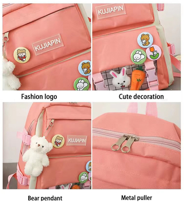 Groothandel Leuke 4pcs/Set Basisschooltas Meisjes Harajuku Kawaii Studenten Boekentas Tiener Handtas Grote capaciteit Studenten Rugzak Meisjes Schoolrugzak Set